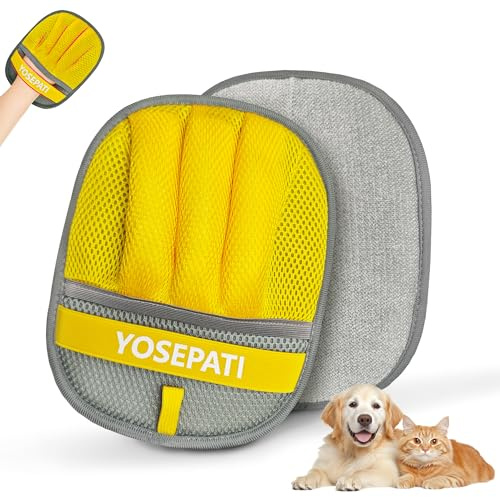 YOSEPATI Pet Hair Removal Glove, Five-Finger Magic Brush Electrostatic Mitt, Pet Hair Remover Tool for Dog & Cat, Reusable Pet Hair Gloves Pet Grooming Needs, Fur Remover for Couch, Clothing & Carpet