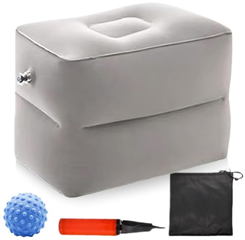 GBKDQQ Cubo per dischi intervertebrali gonfiabile, cuscino per appoggiare le gambe, cubo di rilassamento, cubo di schiuma, supporto per polpacci, cuscino per appoggiare le gambe, con pompa, grigio