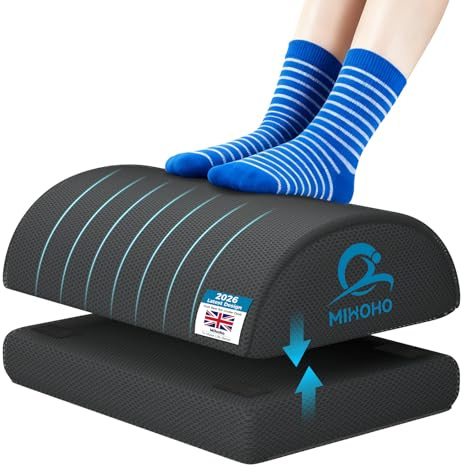 Foot Rest for Under Desk at Work, Adjustable Height Memory Foam Foot Stool with Washable Cover-Comfortable Footrest, Ergonomic Footrest for Under Desk, Office Chair (Black P)