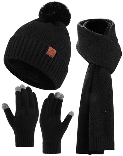 Coubeau Gorro Invierno Mujer - Cálido Moda Conjunto Bufanda y Gorro y Guantes Mujer Bufanda y Guantes Set
