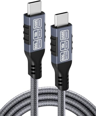 APKLVSR USB C Kabel 240W Schnellladung 1,5m Ladekabel USB C auf USB C 80Gbps, MacBook Pro, Thunderbolt 5/4/3, Aluminium