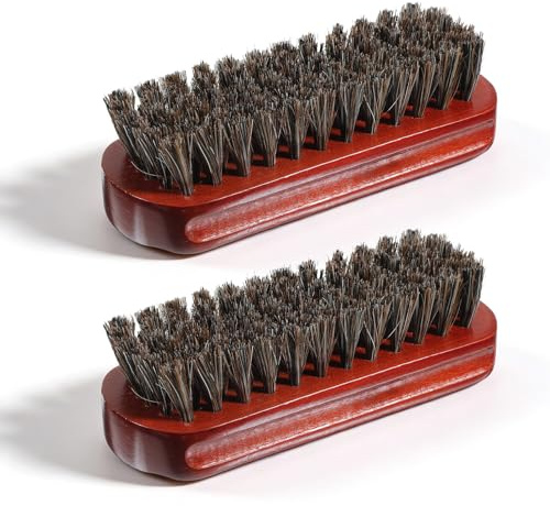 Horsehair Shoe Brush 2 Pcs Shoe Polish Shine Brush Horse Hair Bristles Cleaning Brushes for Boots, Leather Shoes, Leather Sofas, Car Seats