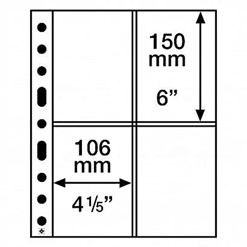 Leuchtturm 358076 Sobres de plástico Transparente SH 312, 4 Bolsillos para Postales y Cartas en Formato A6 - Paquete de 50 de PP