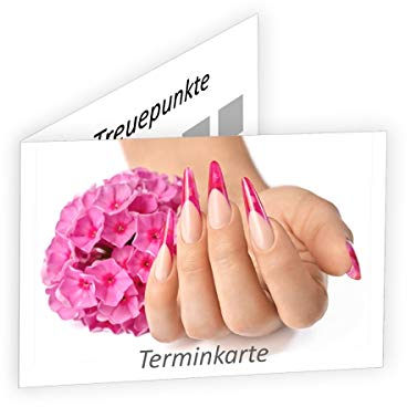 50 Bonuskarten Nagelstudio Hand Blume Pink Rosa Nageldesign Termin (50er Pack)
