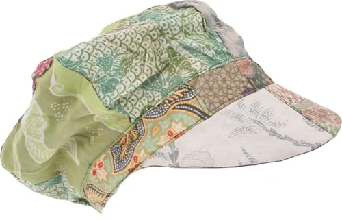 Lappteknik boho-mössa, ballongmössa, unisex, bomull, hattstorlek 60, syren, Grön, one size