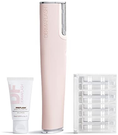 DERMAFLASH Appareil LUXE Plus, anti-âge, exfoliation, épilation et dermaplaning avec technologie Sonic Edge et 4 semaines de traitement, blush