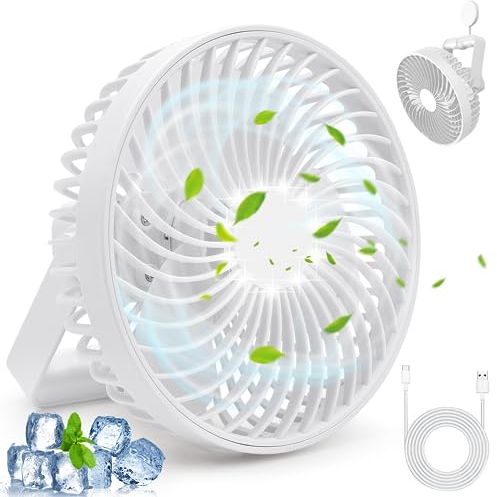 COZII Mini Ventilator, USB Ventilator Camping Ventilator Akku, Tragbar Tischventilator Zeltventilator mit LED Licht und Timing, 4 Geschwindigkeiten, geeignet für Camping Freien Hause Büro