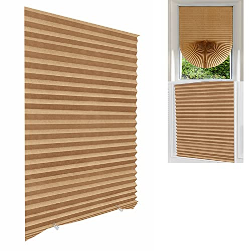 Maritown No Drill Temporary Blinds for Windows Stick on Pleated Shades | Easy Fit, Cut to Size, Thermal, for Bedroom Kitchen Bathroom, Doors, Renter Home, Office, Light Filtering, Privacy, Removable