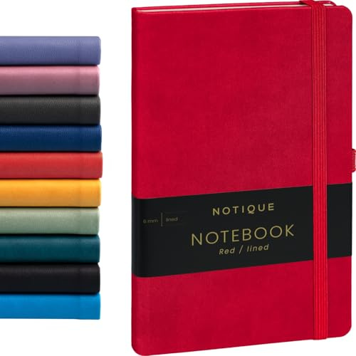 NOTIQUE Carnet de notes à couverture rigide 13 x 21 cm Rouge ligné