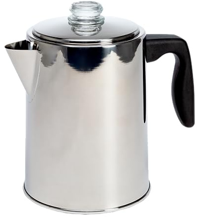Primula Stovetop Coffee Percolator, Premium Stainless Steel Coffee Maker with Reusable Filter Basket, Non-Drip Spout, Glass Knob Brew Indicator and Heat Resistant Handle, Dishwasher Safe, 8 Cup