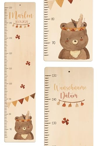 KIDSMOOD - Messlatte für Kinderzimmer Personalisiert, 70-140 cm - Messlatte Kinder Holz personalisiert Mit Namen für Baby- & Kleinkinderzimmer - Individuelles Geschenk für Kinder und Babys zum Geburt