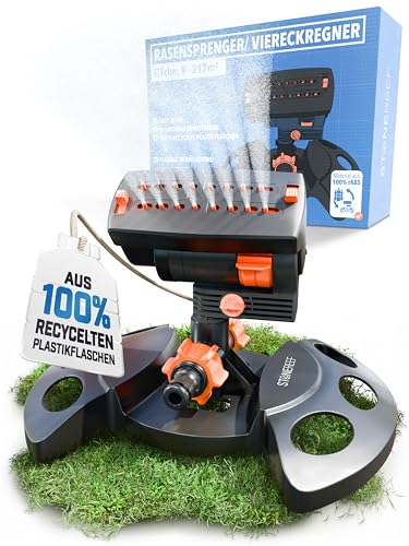 STONE REEF Arroseur de pelouse [9-217 m²] pour arrosage du jardin - 16 buses - Arroseur carré pour arrosage des pelouses et des surfaces - Système d'irrigation - Arroseur pour jardin