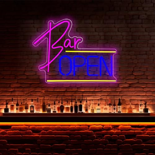 DAKABUKA Bar öppen neon skylt dimbar LED neonljus USB-driven ljus öppen belysning skylt för hem, bar, restaurang, café, klubb, fest, väggdekor, gåvor. 41 x 31 cm, akryl, LED, rektangulär