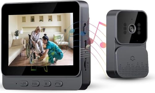 Drahtlose Video Türklingel mit Kamera 1080P Kabellose Video Gegensprechanlage 4,3“ IPS Display Family Intercoms, Farbdisplay und Outdoor Türklingel mit Nachtsichtkamera, Unterstützung SD-Karte