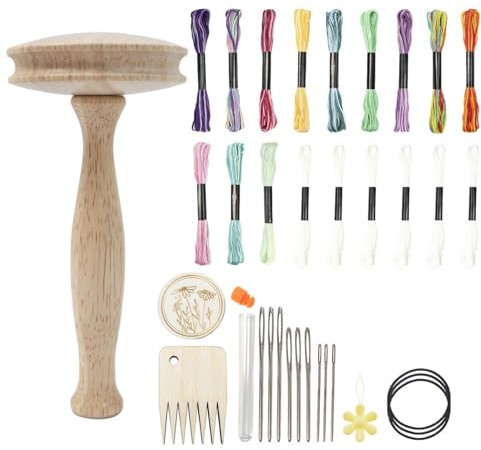 Stopfpilz Aus | Holznähwerkzeug | Stickset Mit Nähnadeln | Praktische Helfer Nähzubehör | Stopfzubehör Kit | Stopfgarn Pilz Kit | Garn Set Für Socken Kleidung Pullover Handnähen