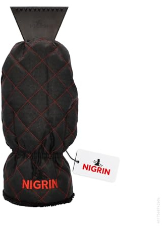 NIGRIN Performance Eisschaber Handschuh, Eiskratzer mit gefüttertem Handschuh, ergonomischer und Rutschfester Softriff, wasserabweisendes Material, Dickes und warmes Innenfutter, waschbar