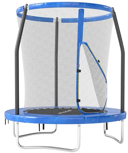 SPORTNOW Trampoline pour Enfant, Trampolines de Jardin, diamètre 183 cm, avec Filet de sécurité, Structure en Acier, Bleu