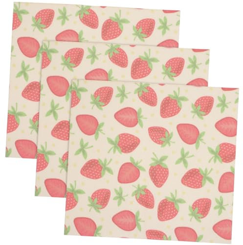 Alipis 3pcs Beeswax Food Wraps Reusable Food Strawberry Print Beeswax for Sandwiches Cheese Fruits Leftovers Safe