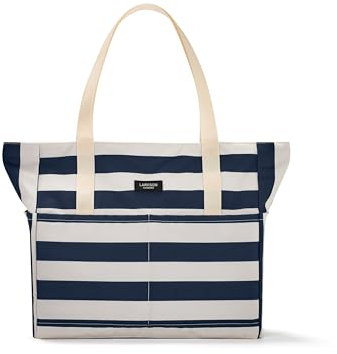 LARKSON Strandtasche Damen & Herren Blau - Linn - Große Beach Bag für Strand, Schwimmbad, Pool - Tote Bag Badetasche XXL mit Reißverschluss - Leicht