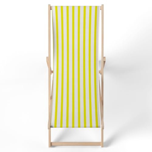 Liegestühle Klappstühle Holzliegestuhl Garten & Strand klappbar, wetterfest & UV-beständig Made in EU Gelb gestreift