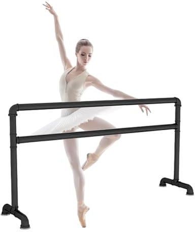 GLJTUO Barre De Ballet Portable Double pour Entraînement À Domicile, Équipement D'Étirement De Gymnastique De Ballet Autoportant, Barre De Danse Anti-Oscillation,4.92ft
