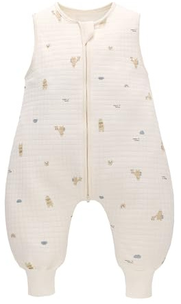 Sacco nanna con piedi, 1,5 TOG, 100% cotone, per tutto l'anno, sacco a pelo con gambe (coniglio, S/6-18)