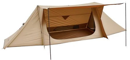VEVOR Tente Chaude pour 2 Personnes, Tente d'hiver Portable avec Trou de Poêle, Piquets, Sac de Transport, Abri Léger à 4 Saisons, Tissu Imperméable PU2500 mm, pour Camping, Randonnée, Pêche, Chasse