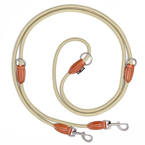elevenants® Guinzaglio regolabile per cani 3 metri | Robusta cinghia in nylon a tracolla per cani di taglia media e grande | Guinzaglio con forza di trazione di 200 kg | Doppio guinzaglio con 2