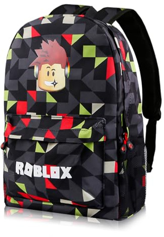 Robl Backpack, Teen Game School Backpack, Rob-lx Children Primary Schoolbag, Children's School Backpack, 17 Inch Large Capacity Travel Rucksack Waterproof Boys Girls Book Bags for Aged 3-12 Years