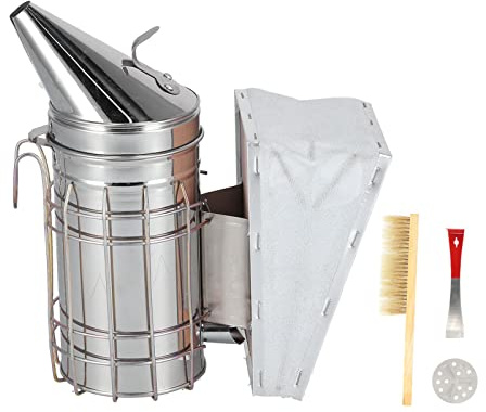 3PCS/Set Beehive Smoker Set Bee Brush Scraper Stainless Steel Smoker Beekeeper Starter Kit for Beekeeping