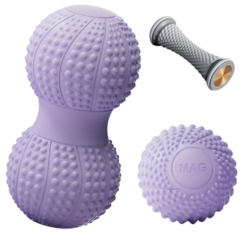 Juego de bolas de fascia y duoball, bola de masaje, doble bola de fascia, bola de fascia, juego de doble bola de fascia, bola de fascia pequeña, diámetro de 6,5 cm, longitud 13 cm, bola fascia para