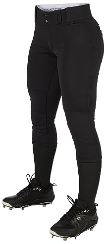 CHAMPRO Women's Tournament Traditional Low-Rise Polyester Softball Pant, XX-Large, Black