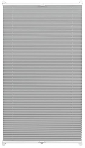 GARDINIA Plissee zum Klemmen, Blickdichtes Faltrollo, Alle Montage-Teile inklusive, EASYFIX Plissee Cara verspannt mit Zwei Bedienschienen, Grau, 80 x 130 cm (BxH)