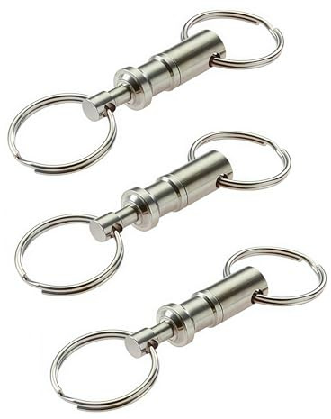 Upstore 3PCS Silver Portable Detachable Metal Steel Pull-Apart Key Rings Keychains Heavy Duty Durable Key Ring Snap Lock Key Holder Organizer