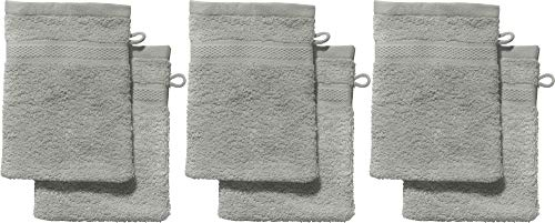 REDBEST Waschhandschuhe, Waschlappen 6er-Pack Chicago grau Größe 15x21 cm - saugstark, strapazierfähig, ideal für Reisen, Sport (weitere Farben)