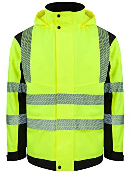 Korntex Hi-Vis Softshell Rain Jacket (Printable) Copenhagen - Wasserdichte Warnschutz- Arbeitsjacke, Gelb, Gr.L