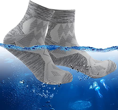 RANDY SUN Waterproof Outdoor Hiking Socks, Mens Womens Motocycle Biking Water Sports Neoprene Rain Boots Muddy Work Socks 1 Pair (Gray, Medium)