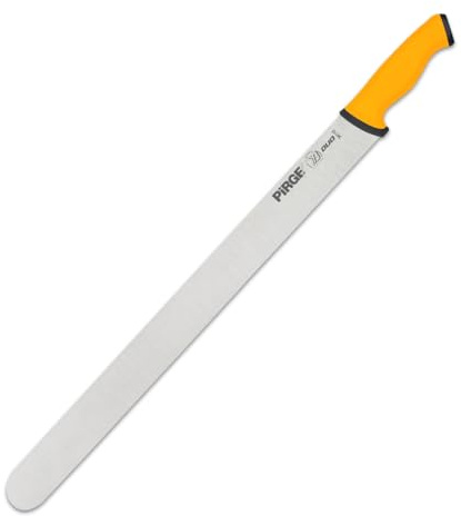 Pirge Duo Dönermesser 55 cm Gelb - Aufschnittmesser - Schärfstes Döner Langmesser - Schneidemesser - Fleischmesser - BBQ Messer - Edelstahl Profi Küchenmesser - Ergonomisches Griffdesign