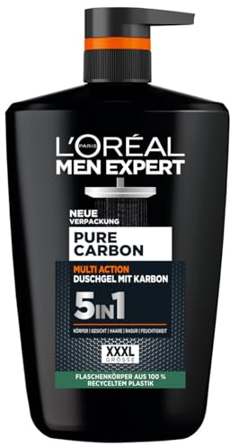 L'Oréal Men Expert XXXL 5 in 1 Gel Doccia e Shampoo Uomini Bagno Doccia per Pulizia Corpo Capelli e Viso Cura Personale Uomo Per Una Freschezza Lunga Con Carbonio Puro Carbonio 1 X 1000ml
