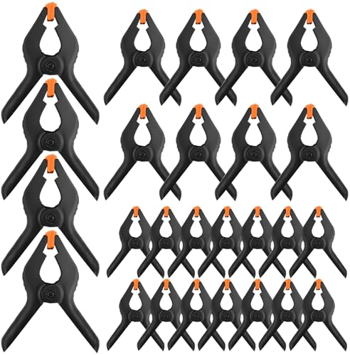 Samulee 26 Pinces à Ressort, 2/3/4 Pouces Pince de Serrage, Pince à Ressort, Pinces de Collage en Nylon Noir avec Différentes Tailles pour Studios Photo, Travail du Bois, Bâches