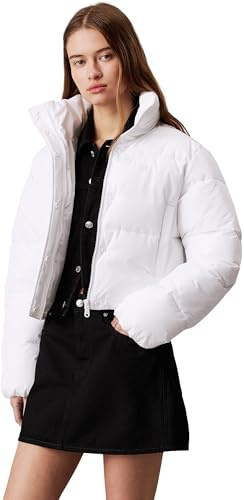 Calvin Klein Veste Matelassée Femme Matte Puffer Cropped Fit, Blanc (Bright White), M