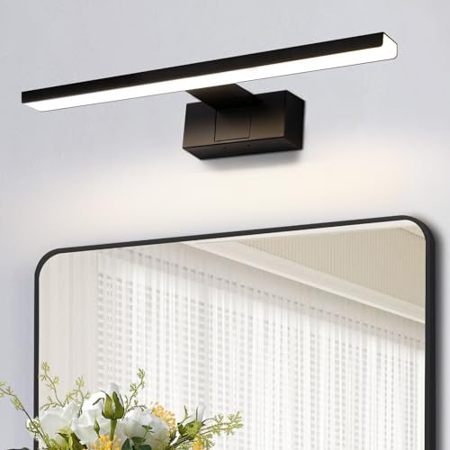 Homefire LED Spiegelleuchte Bad 30CM - 6W Spiegellampe Badezimmer Schwarz Badleuchte Wand Wasserdicht IP44 Wandlampe Modern Neutral 4000K Wandleuchte für Keller Küche Badschrank