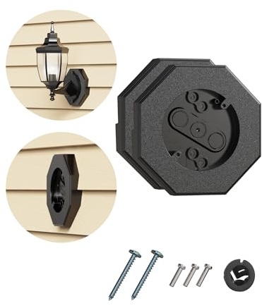 Siding Mounting Block, 8141 Black Outdoor Light Mounting Kit with Built-in Electrical Box, Vinyl Siding Block for 1/2 inch Double, 2 Pack