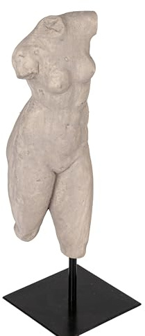 Creative Co-Op Sculptural Resin Female Figure on Metal Stand, Grey