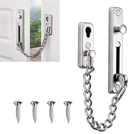 GIONAR Safety Chain Door Lock, Heavy Duty Stainless Steel Anti-Theft snap Lock, Front Door Security Chain Lock with 4 Screws for Home Hotel and Office