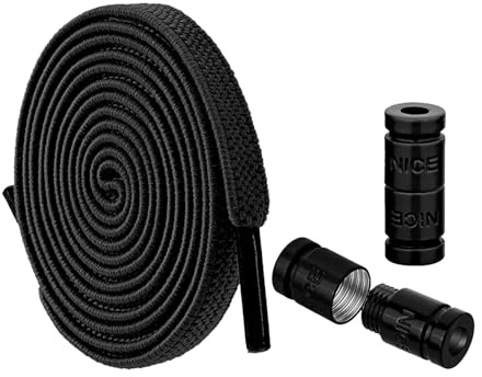 Lazy Shoelaces Rope - No Tie Shoe Laces for Lazy People | Good Toughness Lazy Shoes Strings | Flat Shoe Laces | Buckle Shoe Laces for Sports Shoes, Boots, Hiking Shoes and Sneakers, Schwarz , Refer to