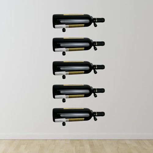 GAMEMEN Wine Rack Wall Mounted 5 Bottle Matte Black Metal Vino Pins Single Display Pegs System for Wine Bottles (Matte Black)