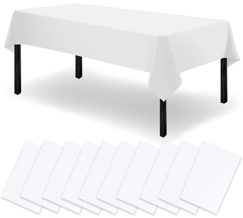 Asaiy Paquete de 10 manteles de Papel Blanco de 120 x 180 cm, decoración de Suministros para Fiestas, diseño Grueso y Absorbente, para Picnic, Navidad, Picnic, Boda, manteles de cumpleaños para niños