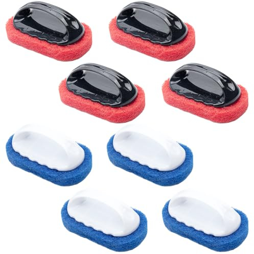 8 Pack Teak Brush Cleaner with Handle Teak Cleaning Brush Cleaning Scrub Scouring Pads Scrubbers for Simple Easy Polishing Refinishing Clean up Boat Accessories