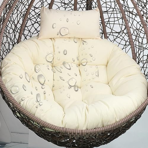 Aocase Coussin Épais Imperméable pour Chaise Balançoire Œuf - Siège Suspendu Confortable avec Oreiller Intégré, Coussin Exterieur Oeuf Suspendu Rotin Durable Jardin/Patio/Intérieur,No06,110×110cm